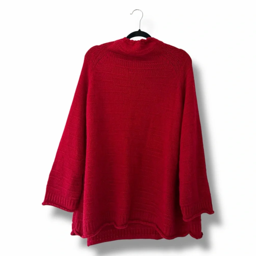 Ozai N Ku Red Lagenlook Oversized Mockneck Sweater Wool Mohair Blend Size Large